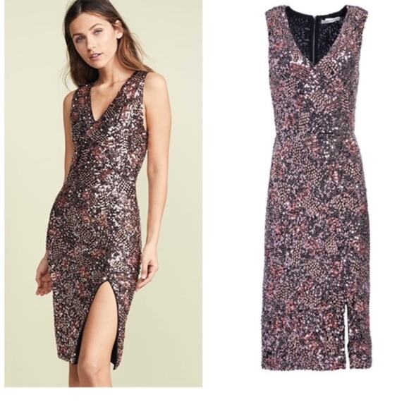 Alice + Olivia Dresses & Skirts - Alice Olivia Natalie Embroidered Sequin Midi Dress Size 10